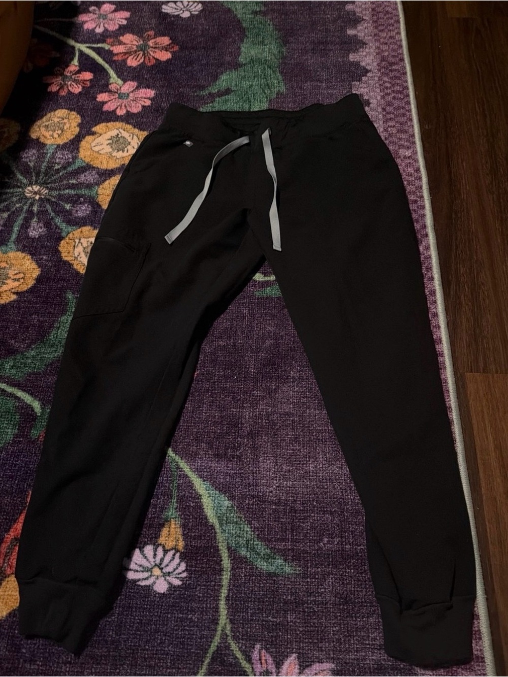 Figs Black Joggers with Gray Drawstring